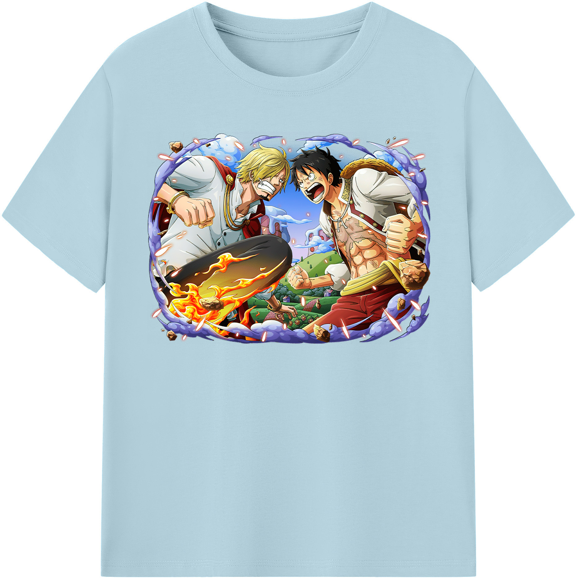 ワンピース モンキー・D・ルフィ ONE PIECE Monkey D. Luffy 綿100％半袖Tシャツ（フロントプリント）